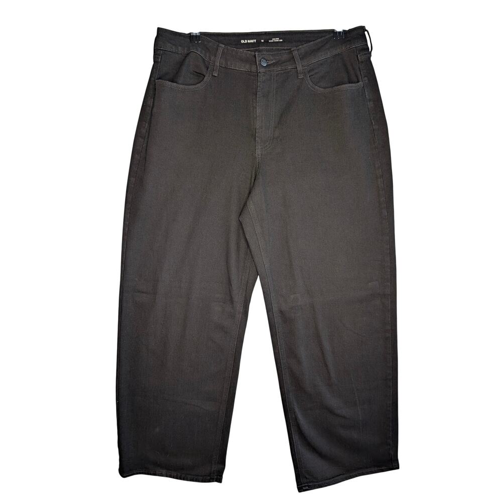 Old Navy Black Jack Wow Wide Leg Jeans High Rise Stretch Denim Women Size 16